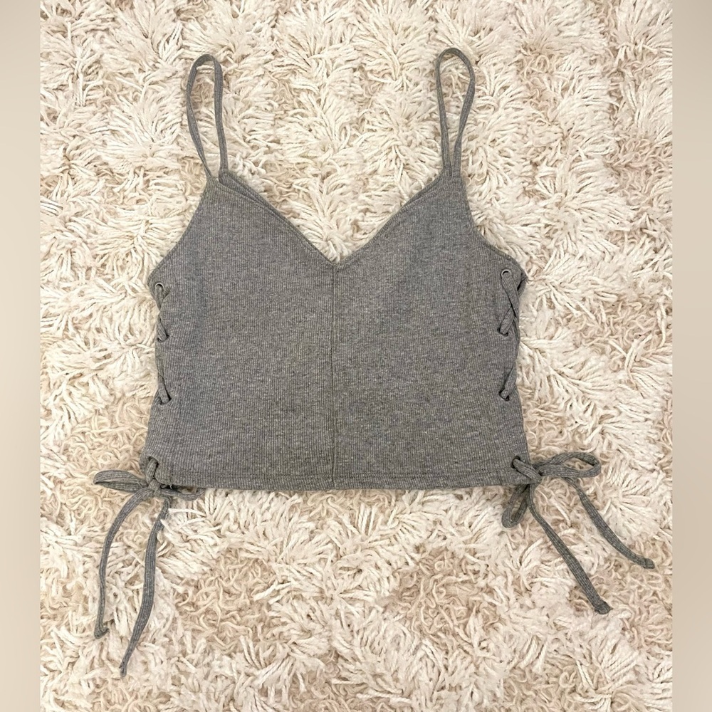 NWT Hollister Gray Lace-Up Tank Top Size XS